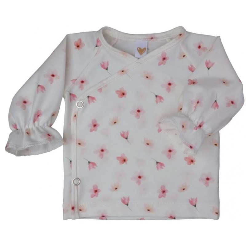 baby overslagshirtje roze bloemen