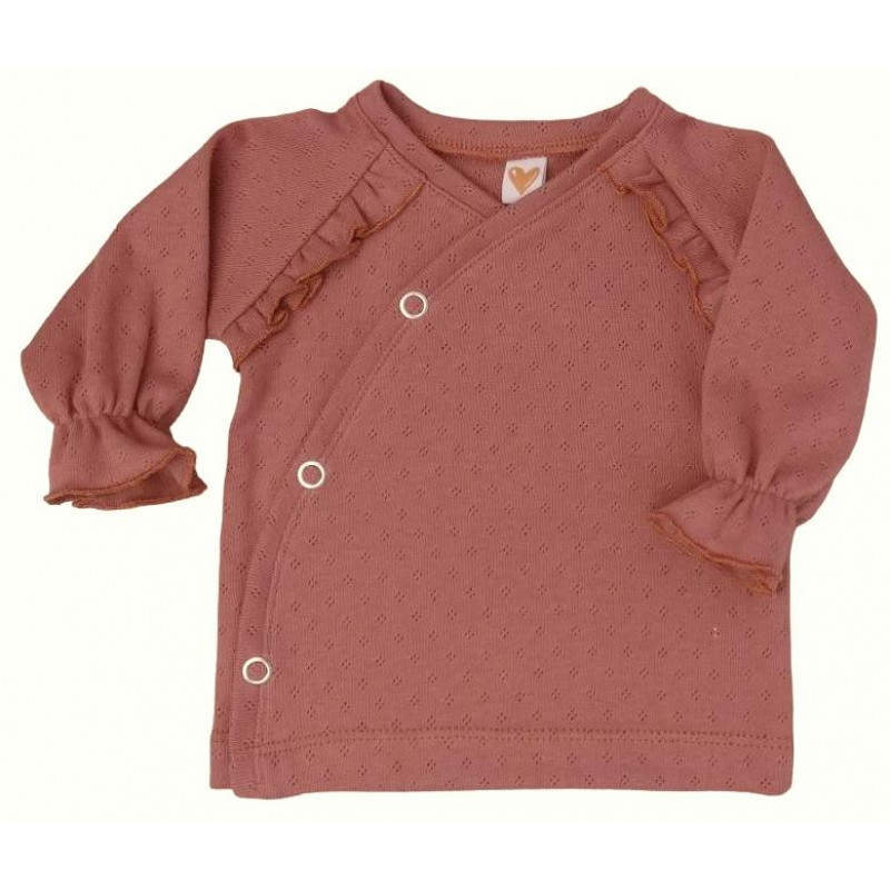 baby overslagshirtje ajour klei roze