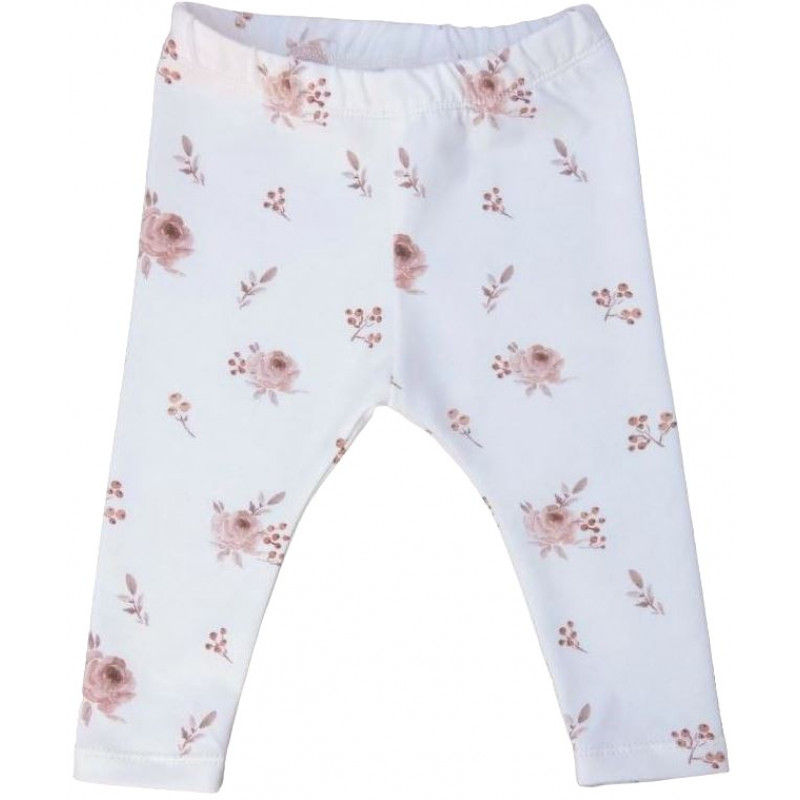 baby legging off-white met roze roosjes