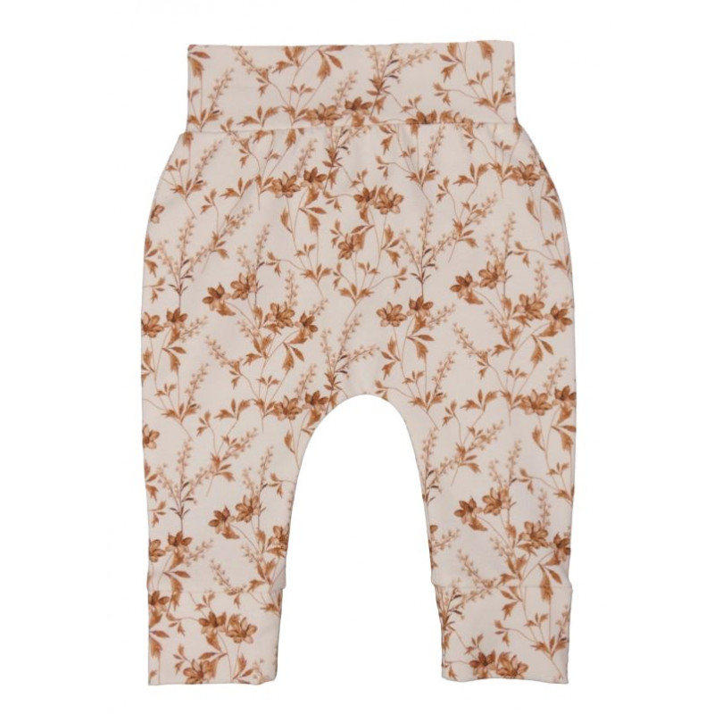 babybroekje off-white met bloemen perzik