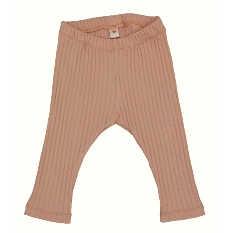 Newborn legging nude roze in een brede ribstof.